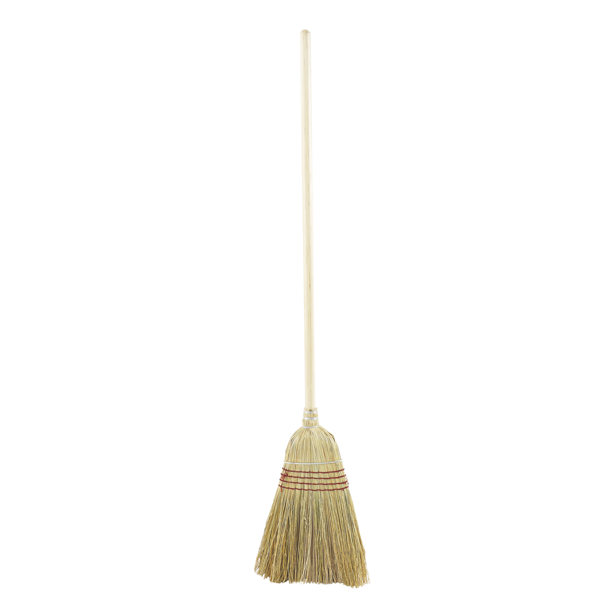 144.0 x 34.0 x 6.0 cm Red Stained Corn Broom with Lacquered Handle