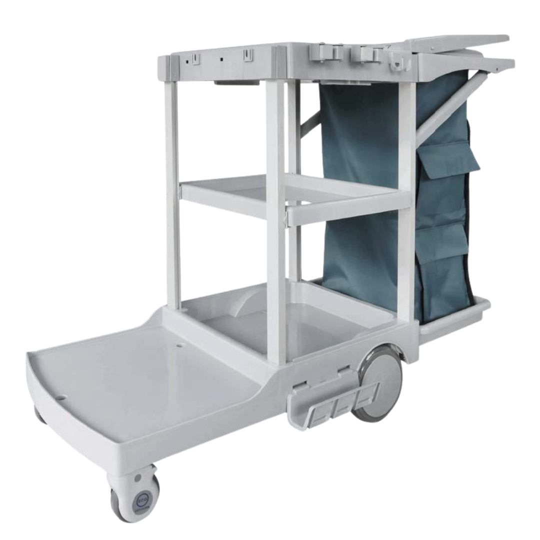Grey Housekeeping Cart with Brakes - 1 Set