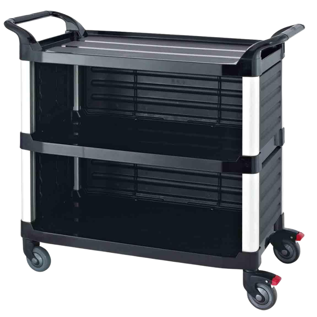 Black 3-Shelf Enclosed Utility Cart - 1 Set