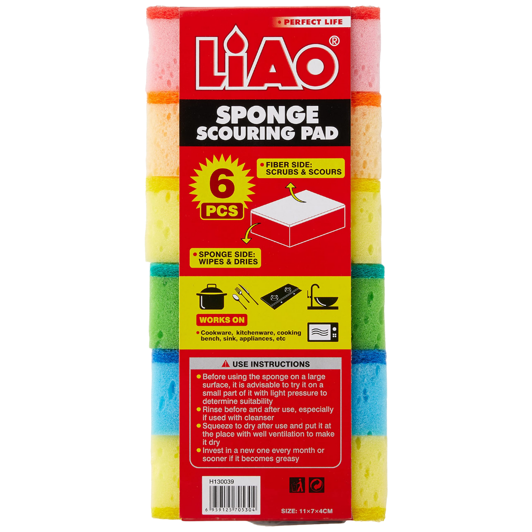 11x7x4cm Sponge Scouring Pad - 6pcs/pk