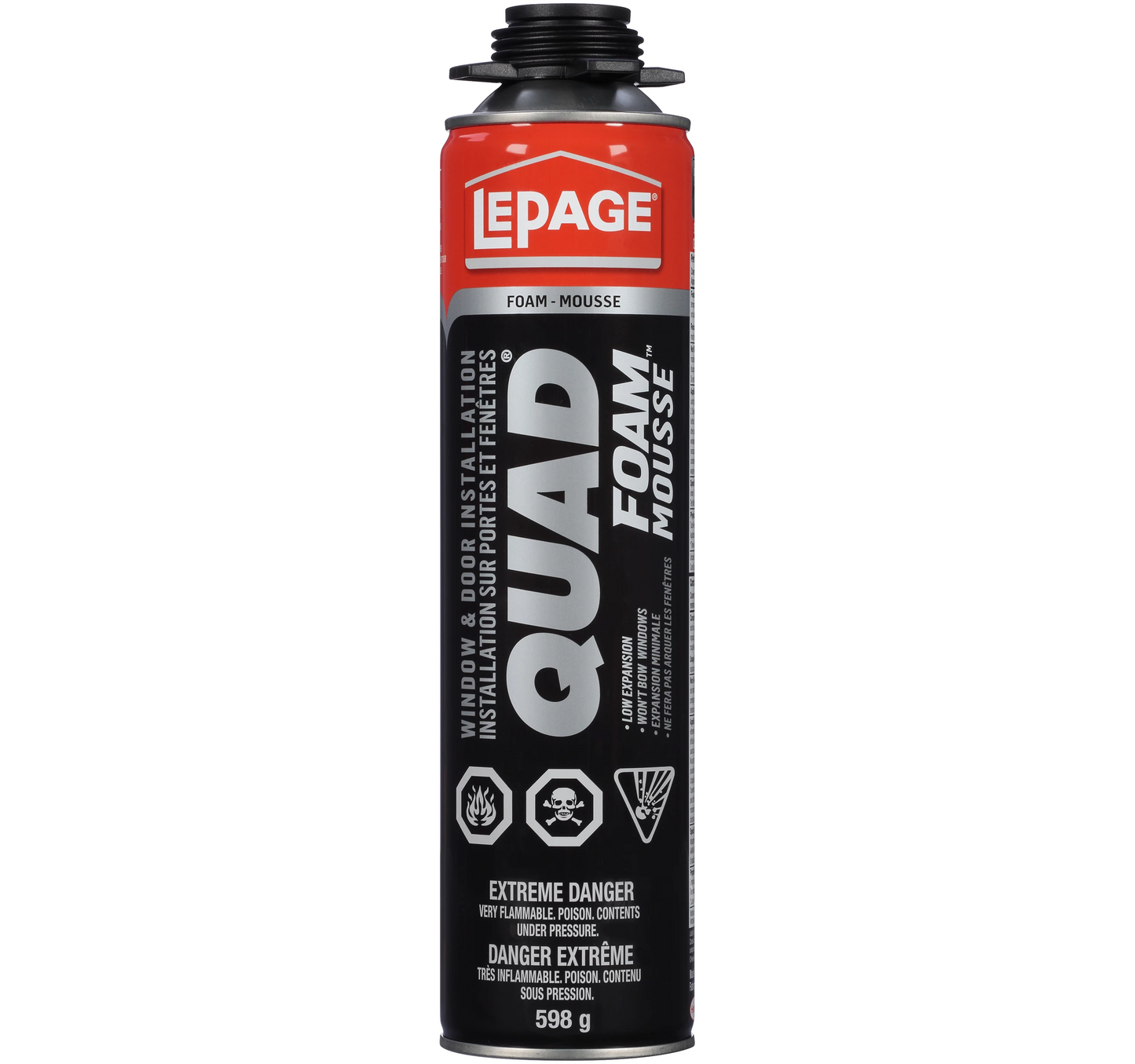 LePage Quad Window & Door Spray Foam Insulation Sealant, Interior/Exterior, 598g, Tan, (Case of 12) Lepage