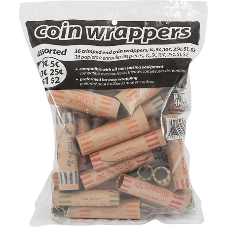 PAP-R Assorted Paper Coin Wrappers (36-Pack) PAP-R