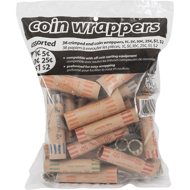 PAP-R Assorted Paper Coin Wrappers (36-Pack) PAP-R