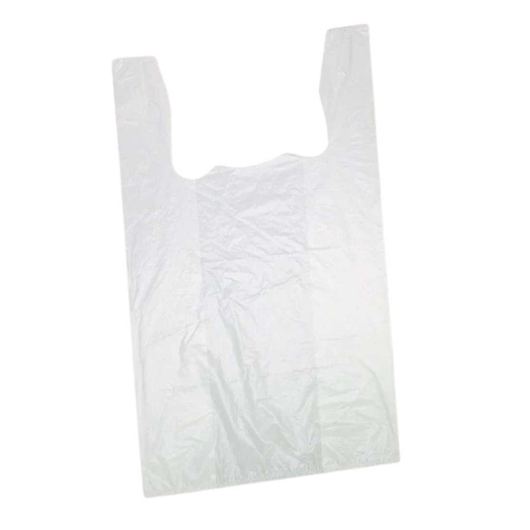 (16" + 8") x 28" Jumbo White Low Density Plain T-Shirt Bag - 250 pcs