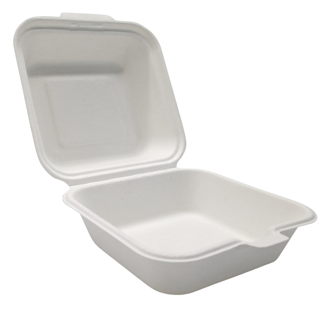 5.5" x 5.5" x 2.8" Sugarcane Take-Out Container - 400pcs