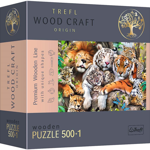 PUZZLE - WILD CATS in the JUNGLE - WOODEN - 500pc (Case of 6)