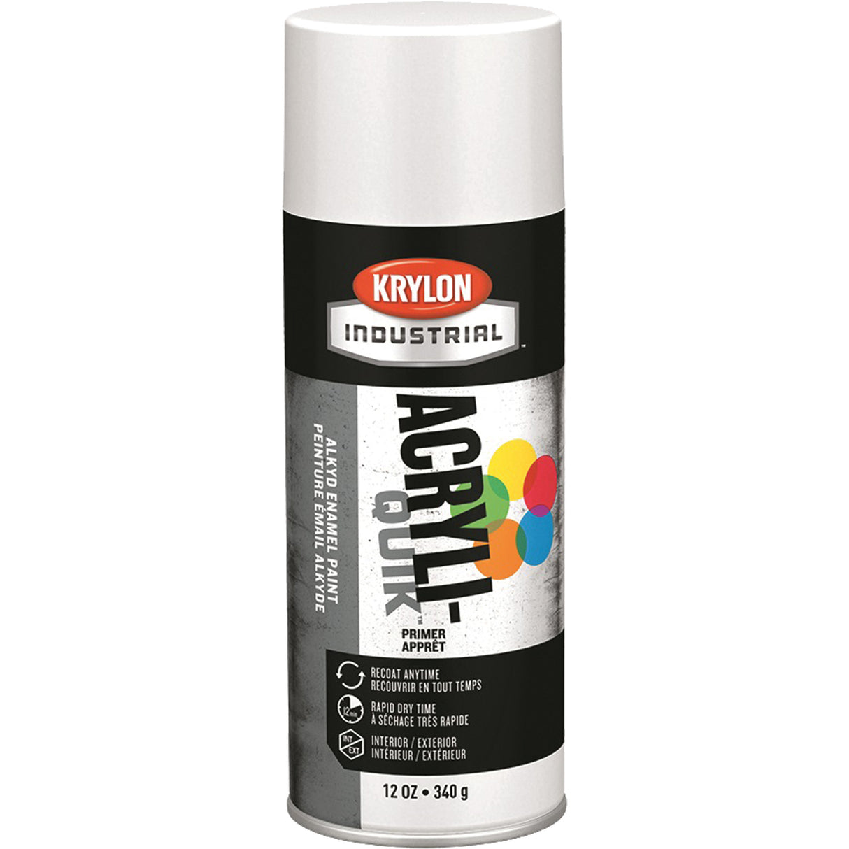 5-Ball Interior-Exterior Industrial Maintenance Paint - Primer, White, Very Flat, 12 oz., Aerosol Can