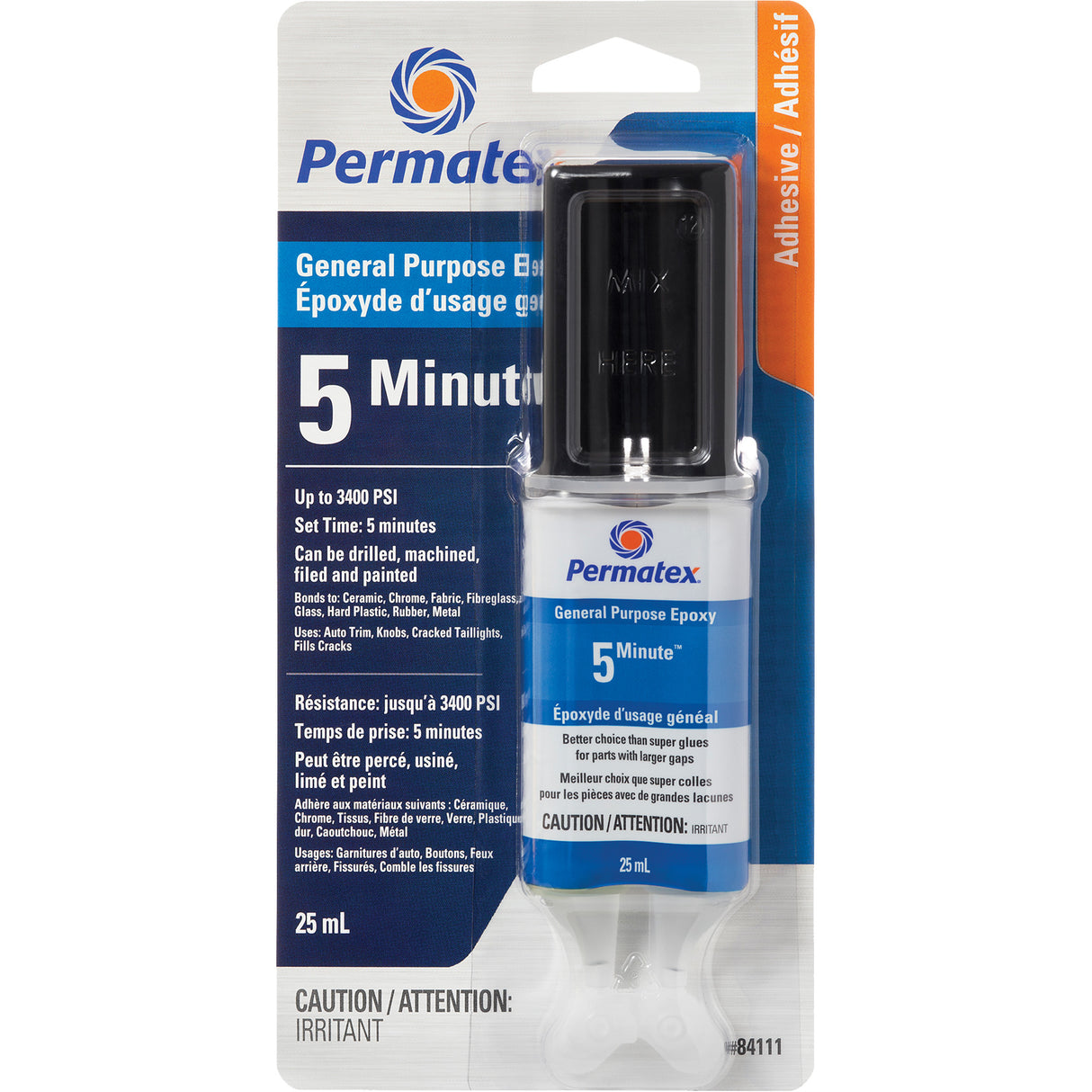 PermaPoxy™ 5 Minute General Purpose Epoxy, 29.5 ml, Epoxy, Two-Part, Clear