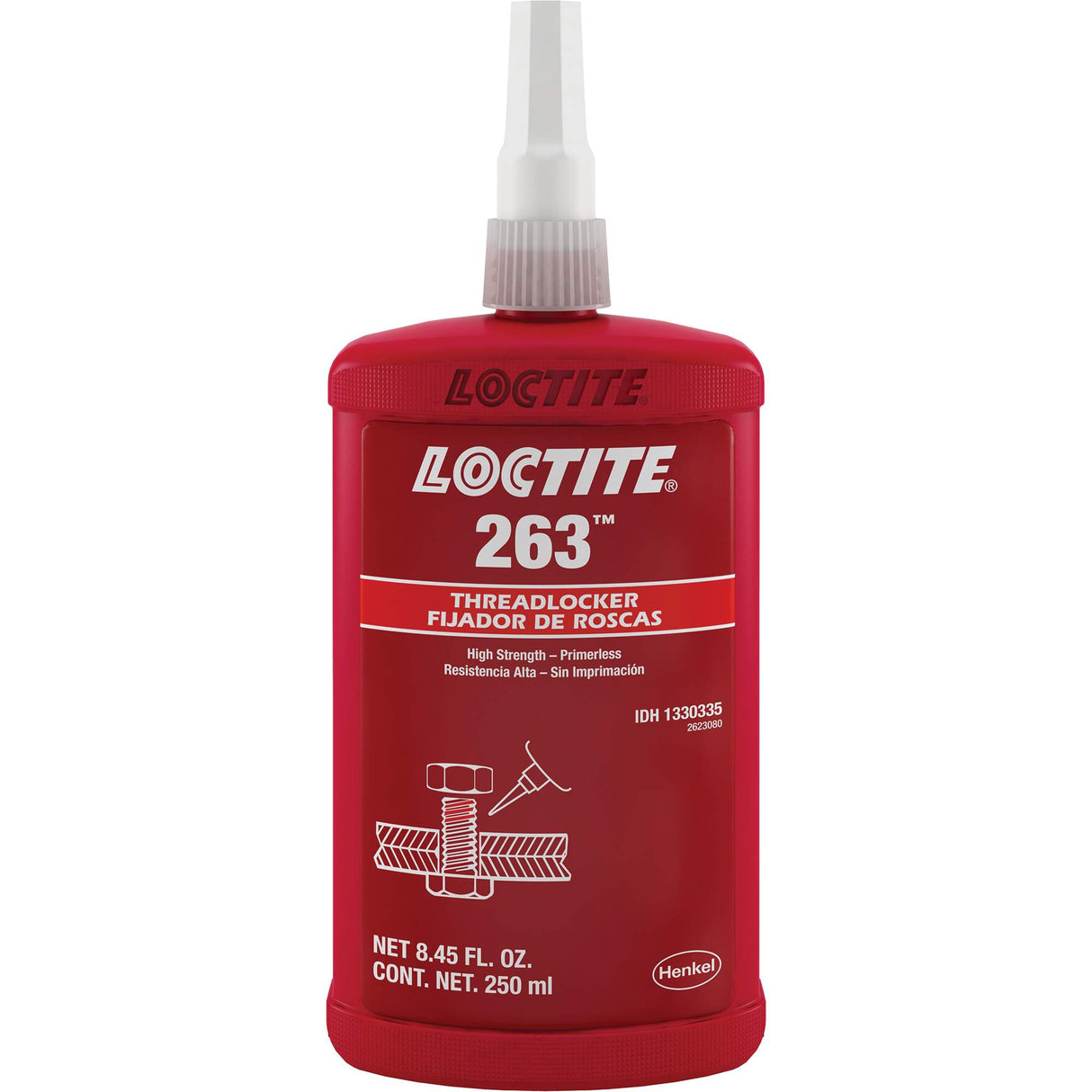 Threadlocker 263 Rapid Cure, Red, High, 250 ml, Bottle