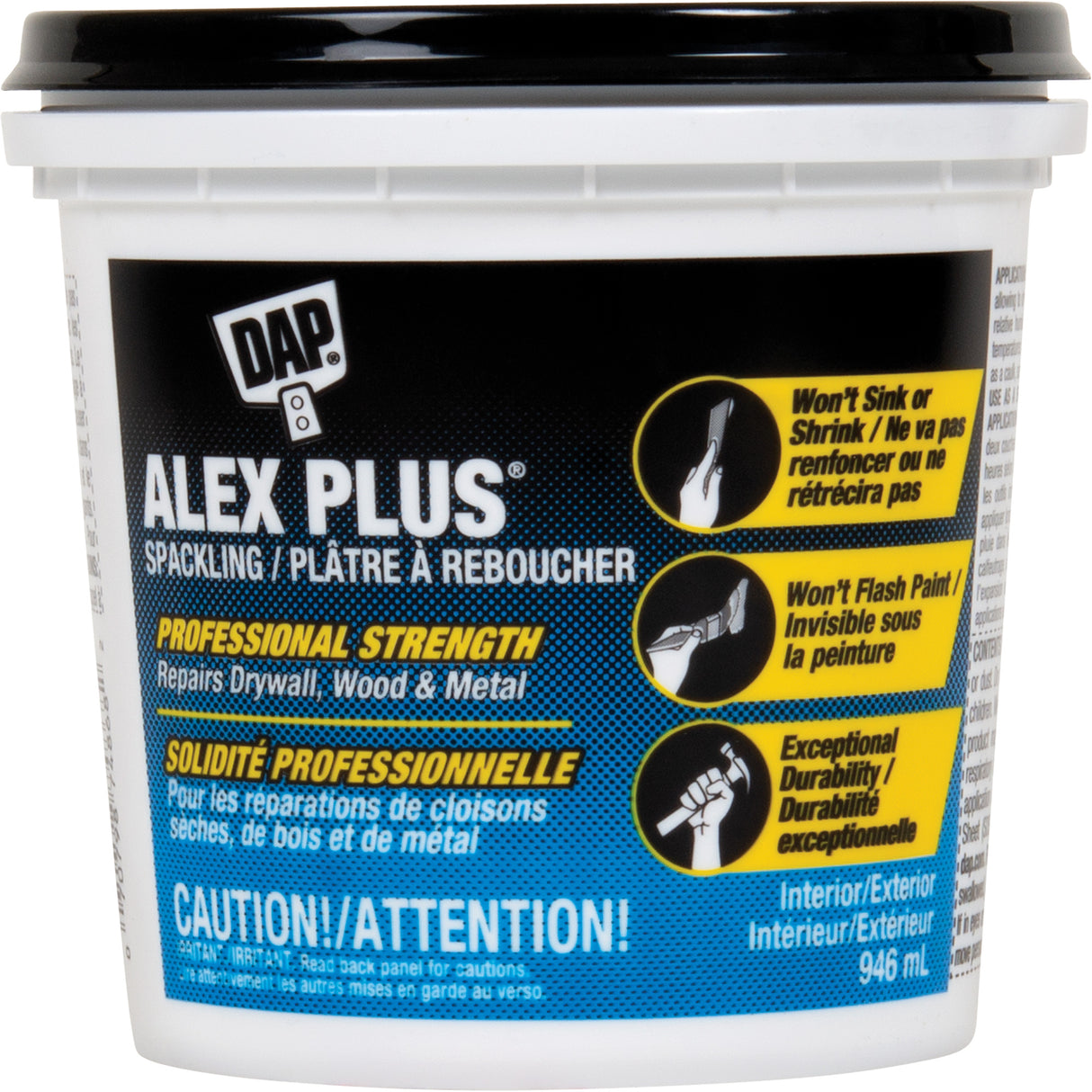 Alex Plus® Spackling, 946 ml, Plastic Container