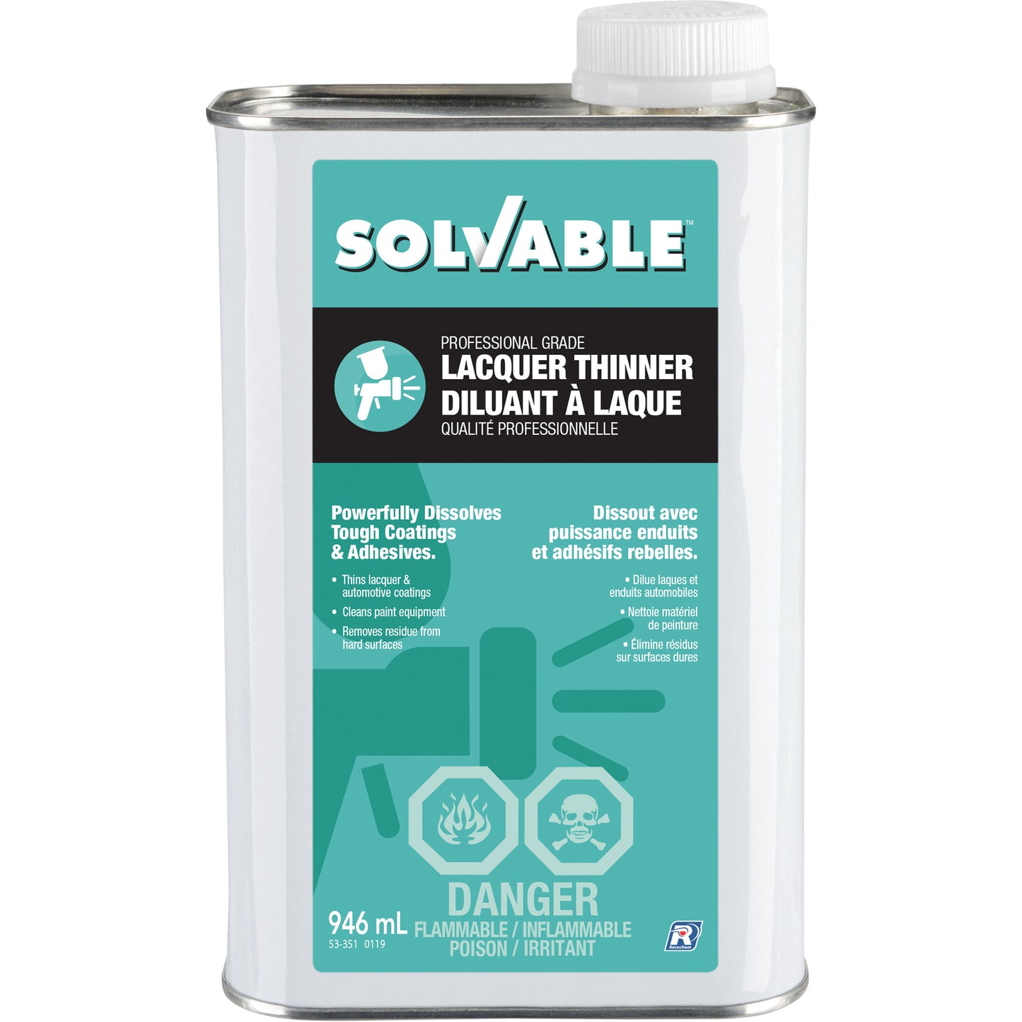 Professional Grade Lacquer Thinner, Rectangular Can, 946 ml