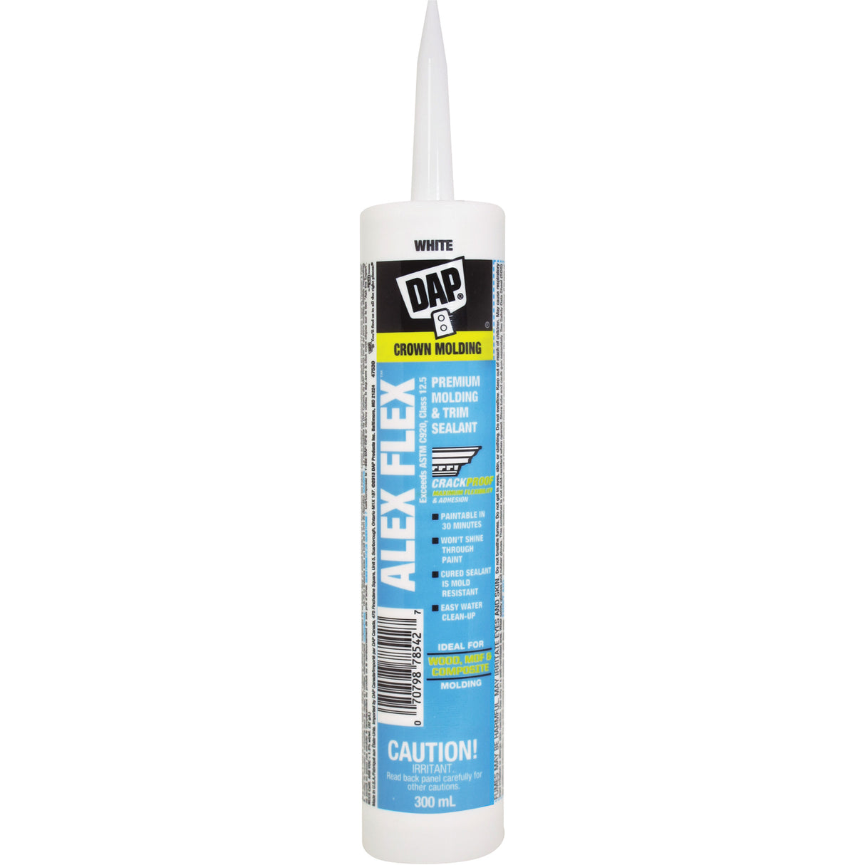Alex Flex® Premium Molding & Trim Acrylic Latex Siliconized Sealant, 300 ml, Cartridge, White