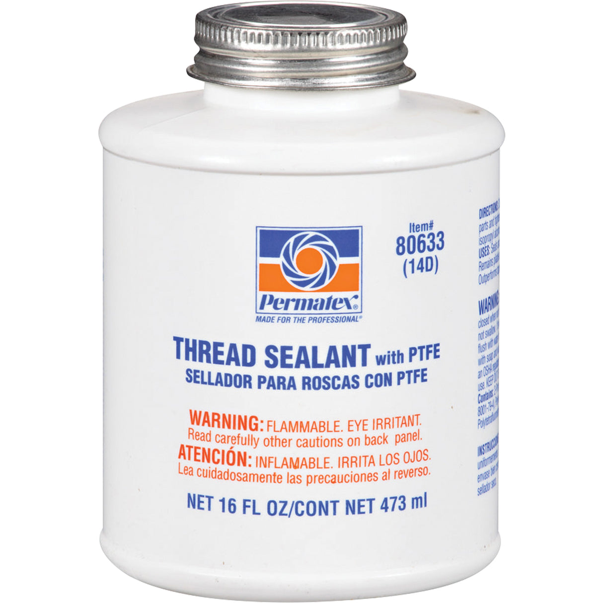 Thread Sealant with PTFE, Brush-Top Can, 473 ml, -54° C - 149° C/-65° F - 300° F