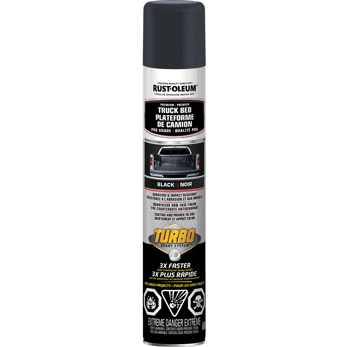 Professional-Grade Rubberized Truck Bed Coating, 680 g, Aerosol Can, Black