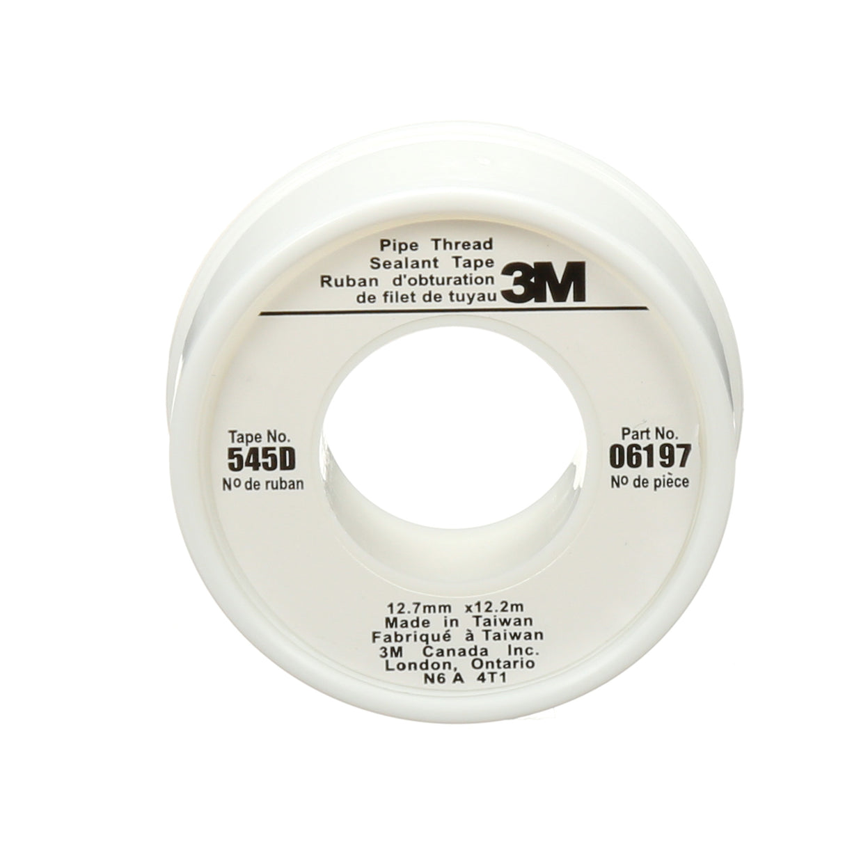 Scotch® Thread Sealant Tape, 480" L x 1/2" W, White