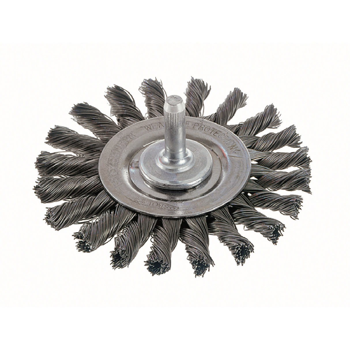 Knot Wire Wheel Brushes - Standard Twist Knot with 1/4" Shank, 4" Dia., 0.014" Fill, Steel