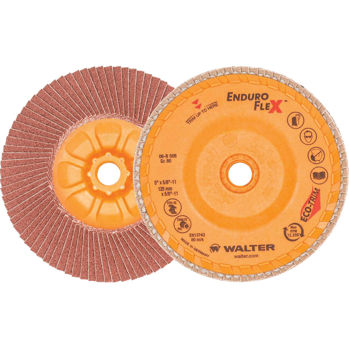 Enduro-Flex™ Flap Disc, 5" x 5/8"-11, Type 27, 80 Grit, Zirconia Alumina