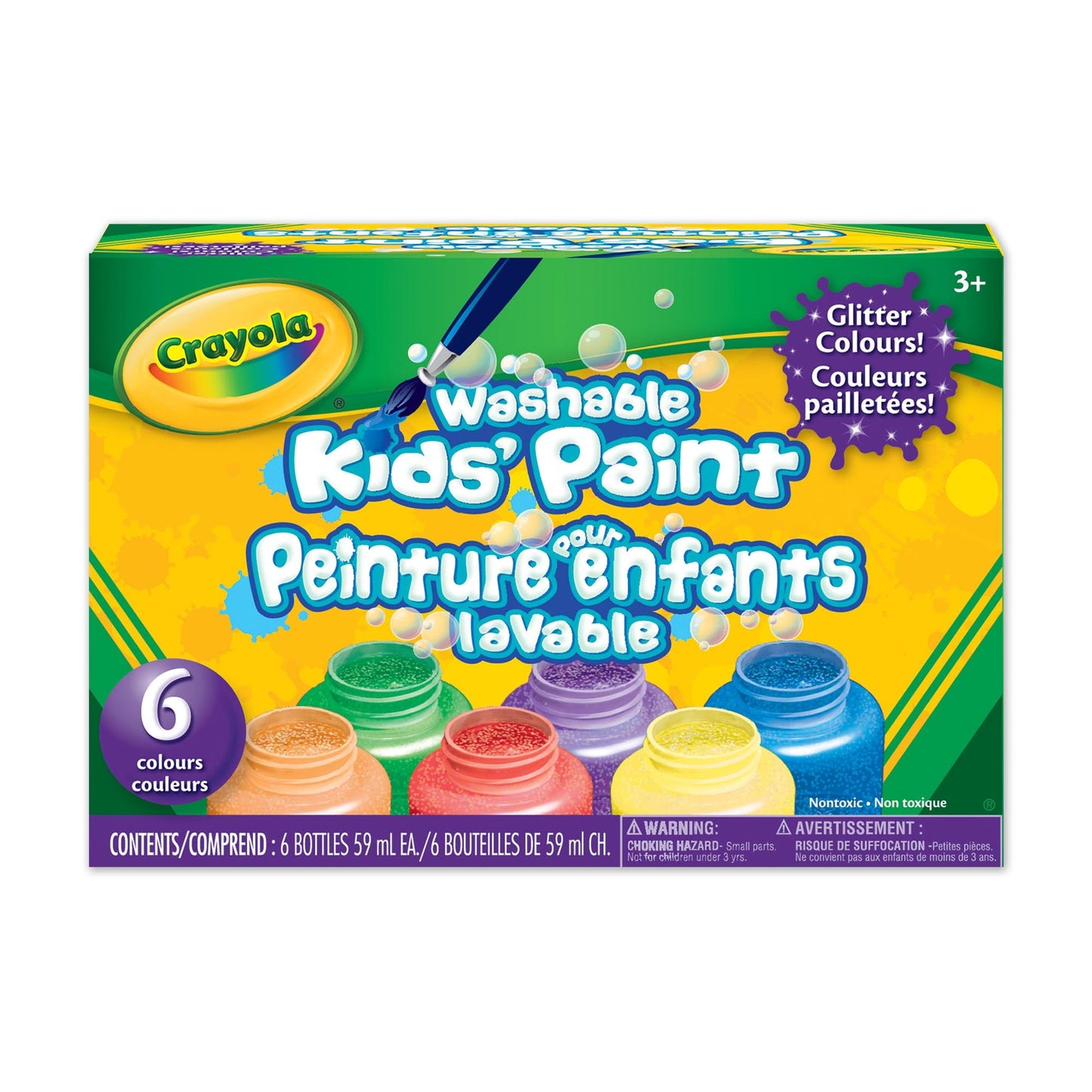 Crayola Washable Glitter Project Paint, 6 Count (Case of 6)