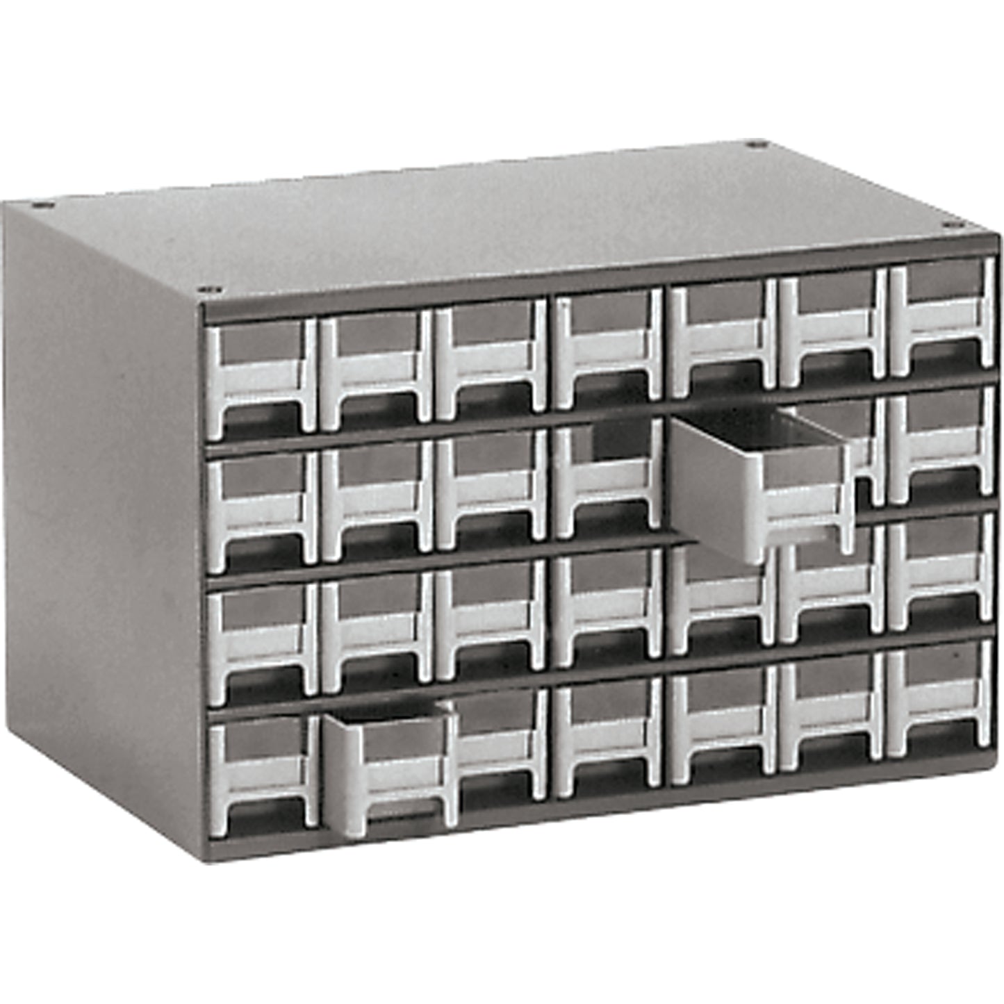 Modular Parts Cabinets, Steel, 28 Drawers, 17" x 10-9/16" x 2-2/16", Grey
