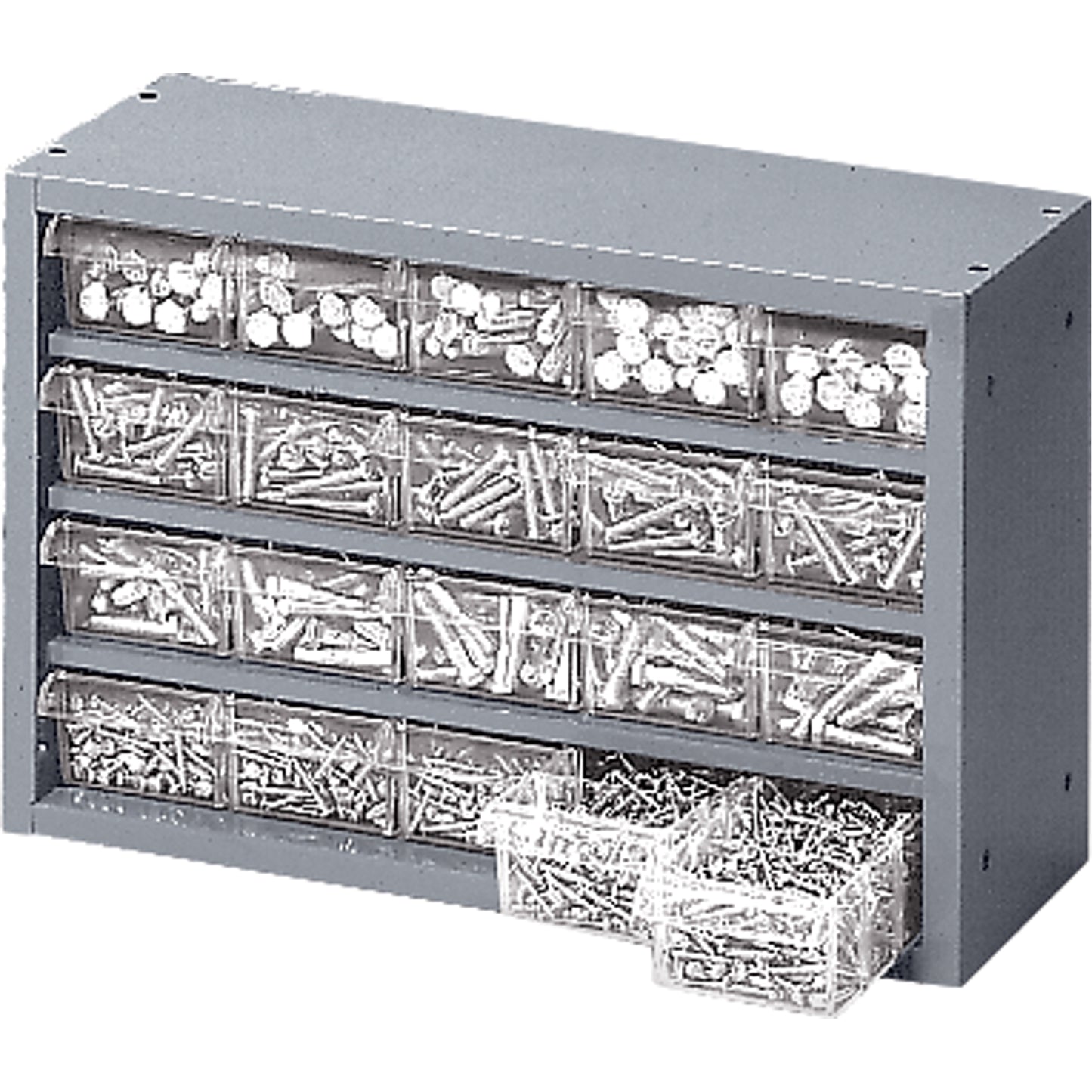 Heavy Duty Drawer Cabinets, 20 Drawers, 16 1/2" W x 6 1/2" D x 11 1/4" H, Grey