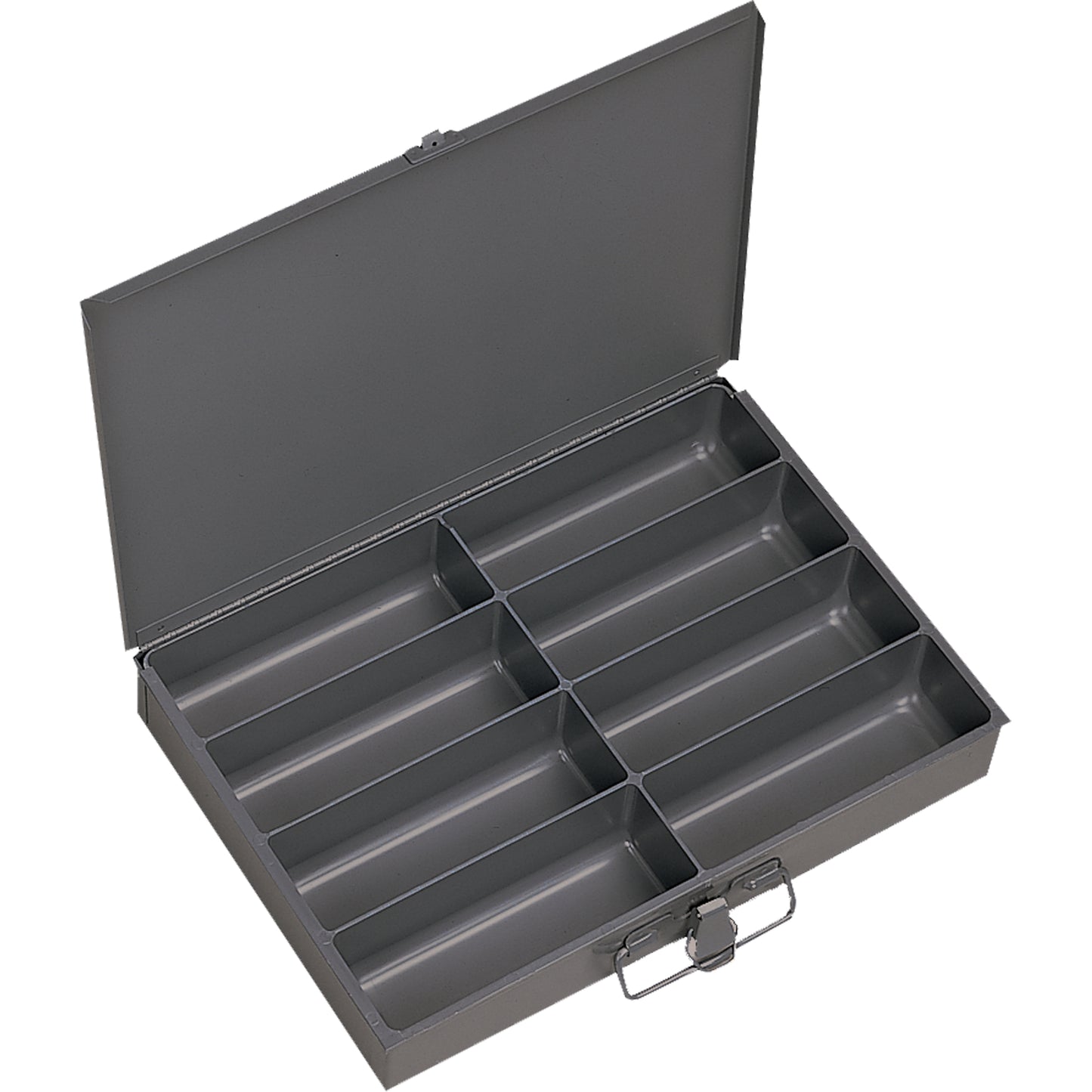 Compartment Scoop Boxes, Steel, 8 Slots, 13-3/8" W x 9-1/4" D x 2" H, Grey