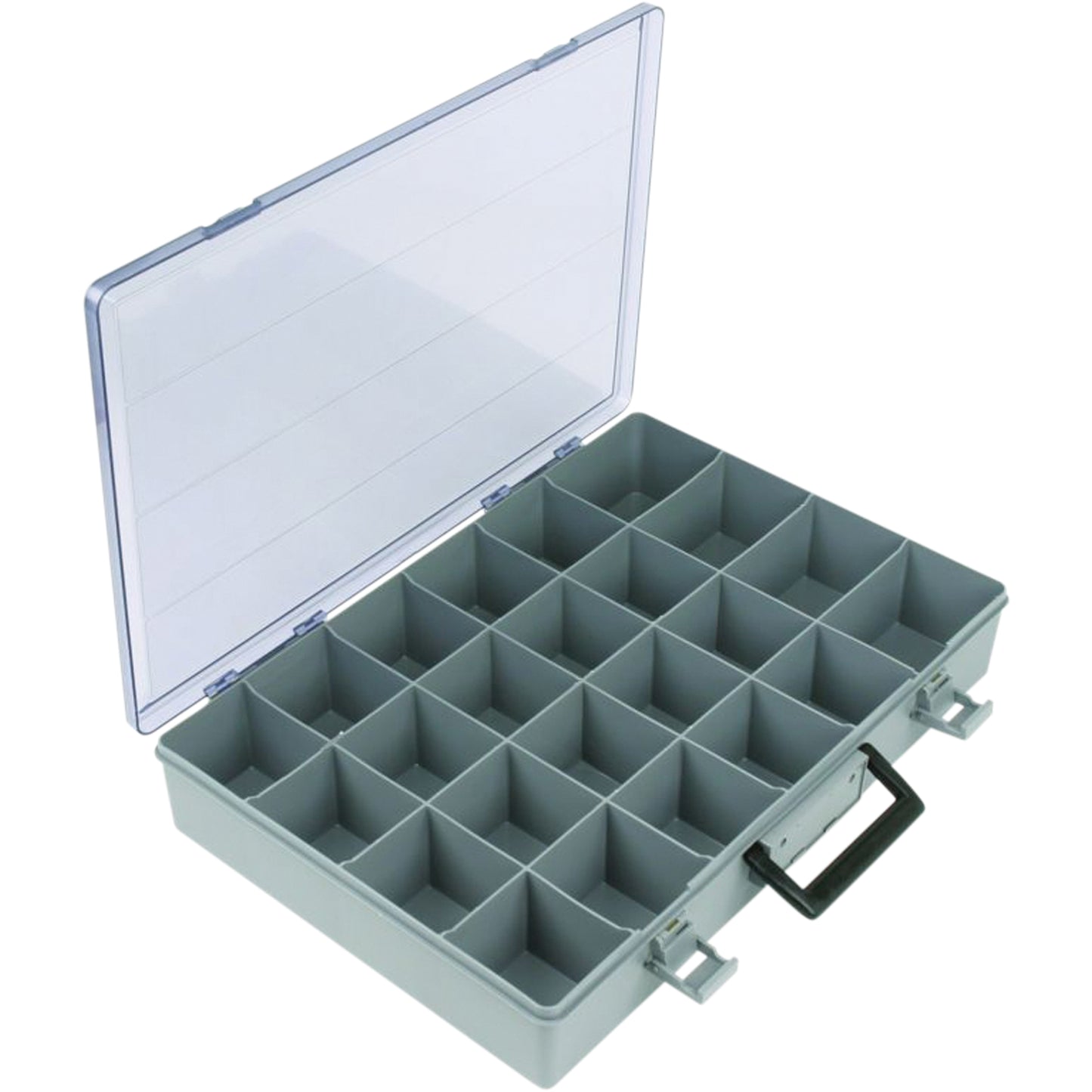 Compartment Case, Plastic, 24 Slots, 15-1/2" W x 11-3/4" D x 2-1/2" H, Grey