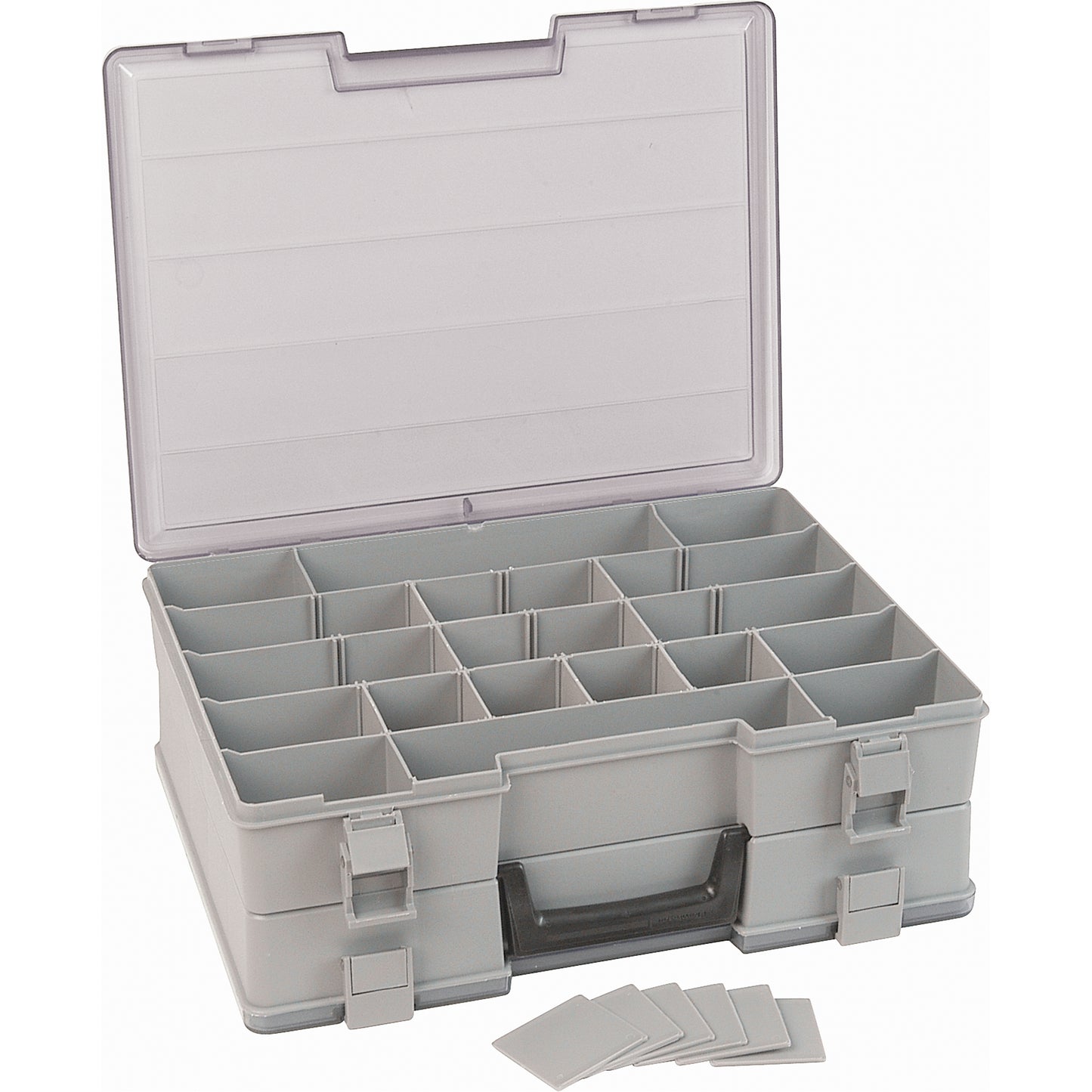 Compartment Case, Plastic, 48 Slots, 15-1/2" W x 11-3/4" D x 5" H, Grey