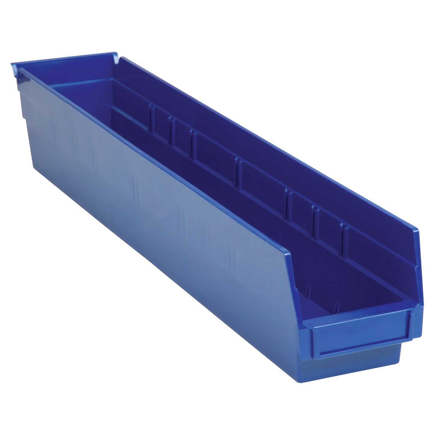 Shelf Bins, 4-1/8" W x 4" H x 23-5/8" D, Blue, 50 lbs. Capacity