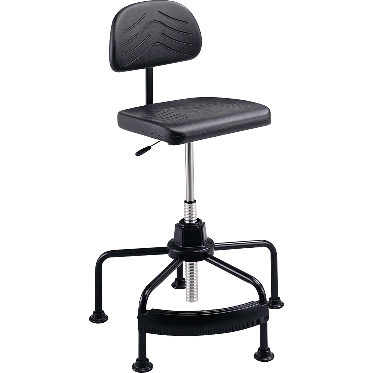 Industrial Seating, Stationary, Adjustable, 17" - 35", Polyurethane Seat, Black
