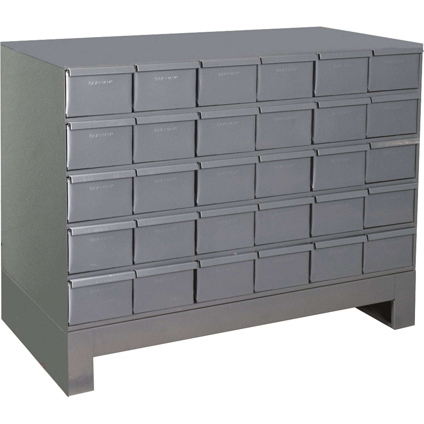 Industrial Drawer Cabinets With Base, 30 Drawers, 34-1/8" W x 12-1/4" D x 26-7/8" H, Grey