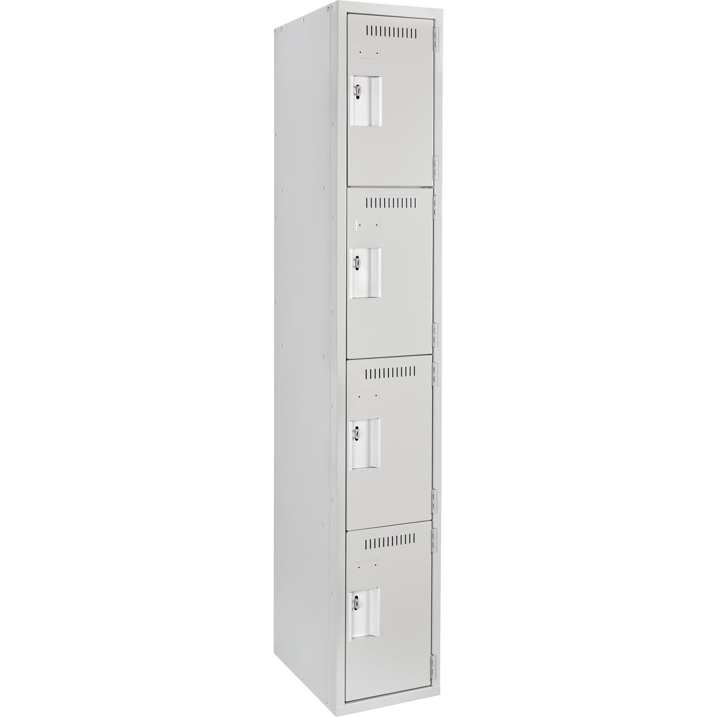 Clean Line™ Lockers, 4 -tier, 12" x 15" x 72", Steel, Grey, Rivet (Assembled)