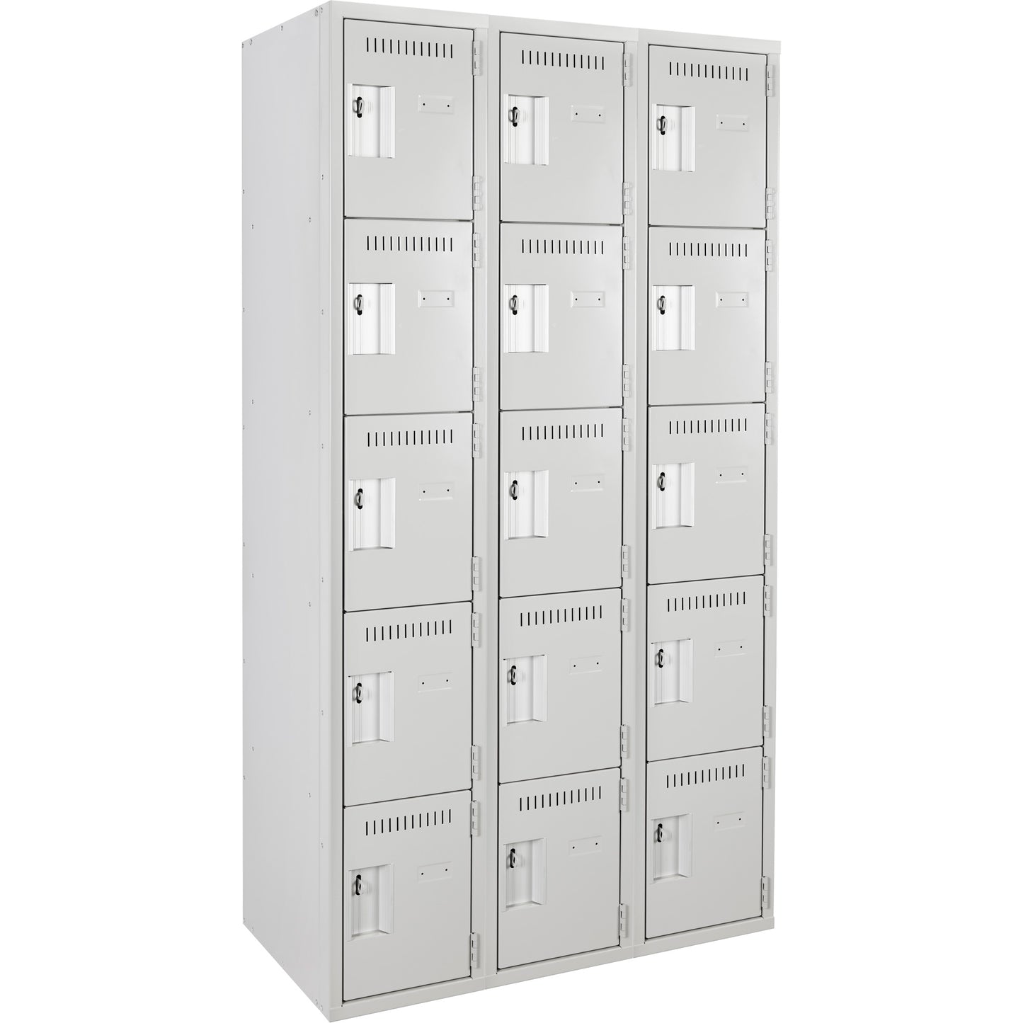 Assembled Clean Line™ Personal Effects Lockers, 5 -tier, Bank of 3, 15" x 72" x 36", Steel