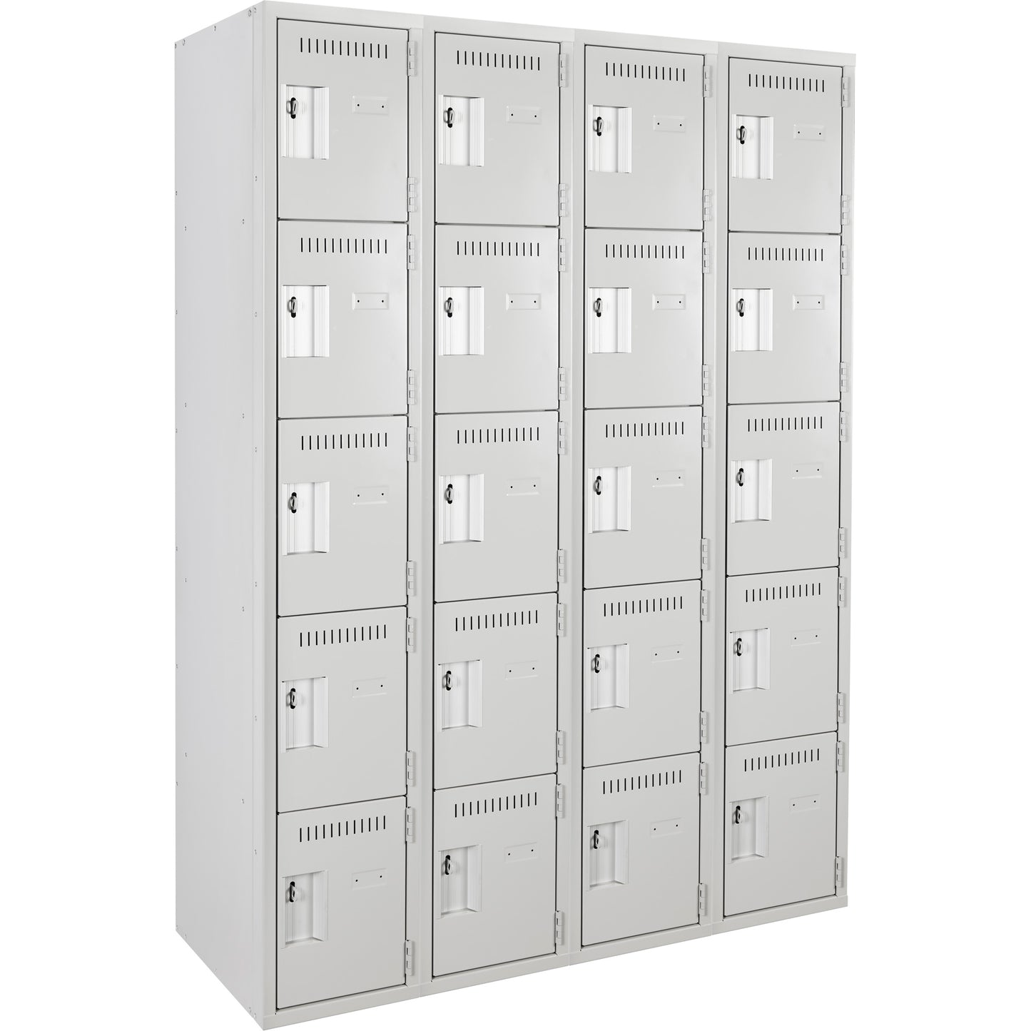 Clean Line™ Lockers, 5 -tier, Bank of 4, 48" x 18" x 72", Steel, Grey, Rivet (Assembled)