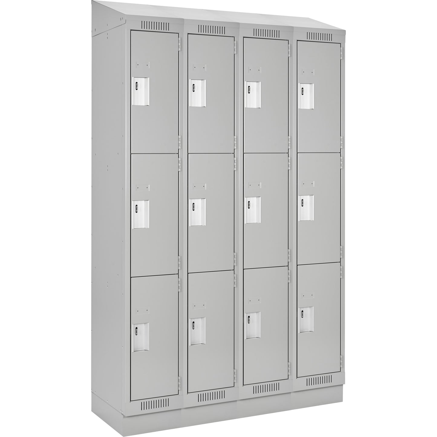 Clean Line™ Lockers, 3 -tier, Bank of 4, 48" x 12" x 82", Steel, Grey, Rivet (Assembled)