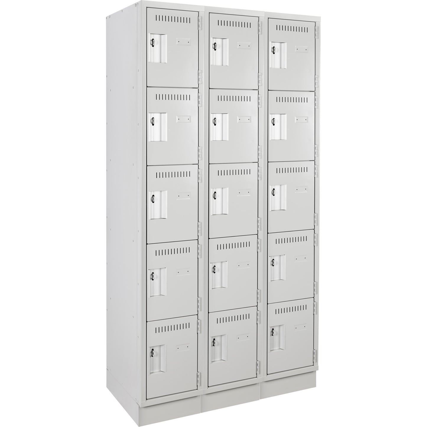 Assembled Clean Line™ Personal Effects Lockers, 5 -tier, Bank of 3, 12" x 76" x 36", Steel