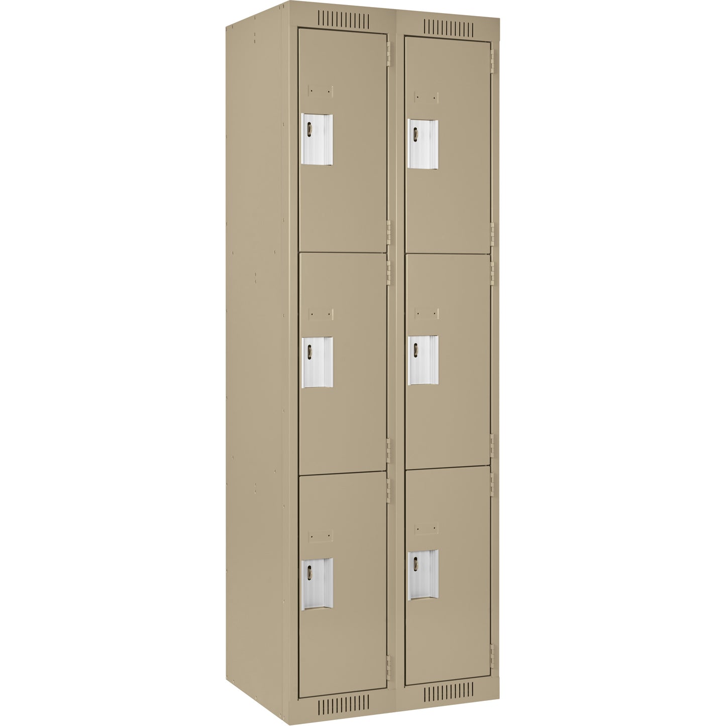 Clean Line™ Lockers, 3 -tier, Bank of 2, 24" x 15" x 72", Steel, Beige, Rivet (Assembled)