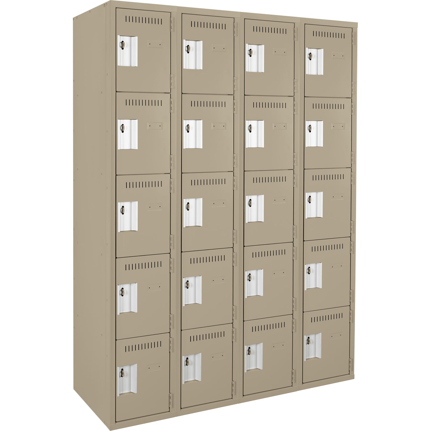 Clean Line™ Lockers, 5 -tier, Bank of 4, 48" x 18" x 72", Steel, Beige, Rivet (Assembled)