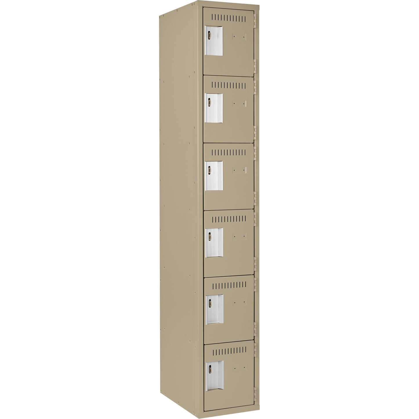 Clean Line™ Lockerette, 6 -tier, 12" x 18" x 72", Steel, Beige, Rivet (Assembled)