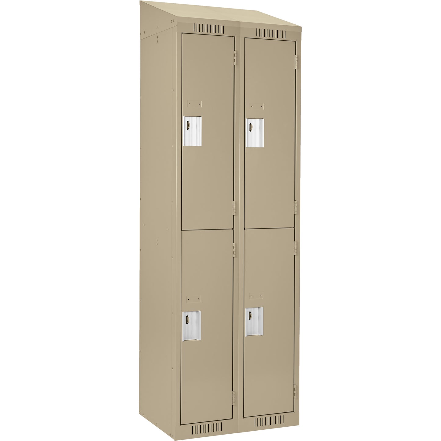 Clean Line™ Lockers, 2 -tier, Bank of 2, 36" x 18" x 78", Steel, Beige, Rivet (Assembled)