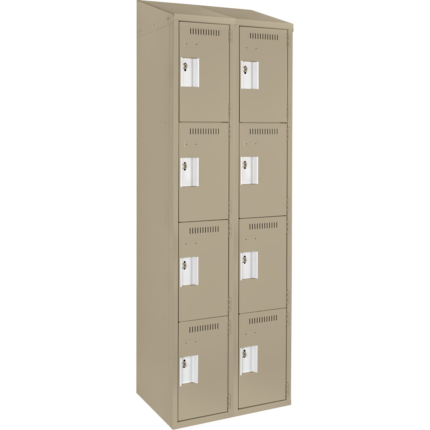 Clean Line™ Lockers, 4 -tier, Bank of 2, 24" x 15" x 78", Steel, Beige, Rivet (Assembled)