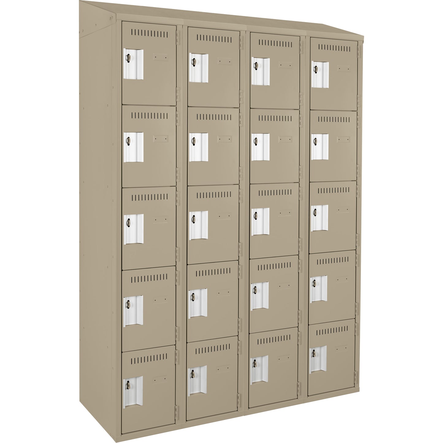 Clean Line™ Lockers, 5 -tier, Bank of 4, 48" x 18" x 78", Steel, Beige, Rivet (Assembled)