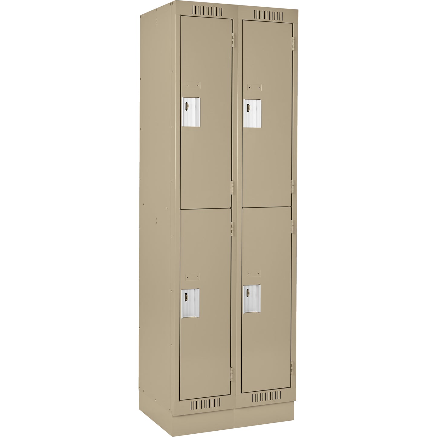 Clean Line™ Lockers, 2 -tier, Bank of 2, 30" x 18" x 76", Steel, Beige, Rivet (Assembled)