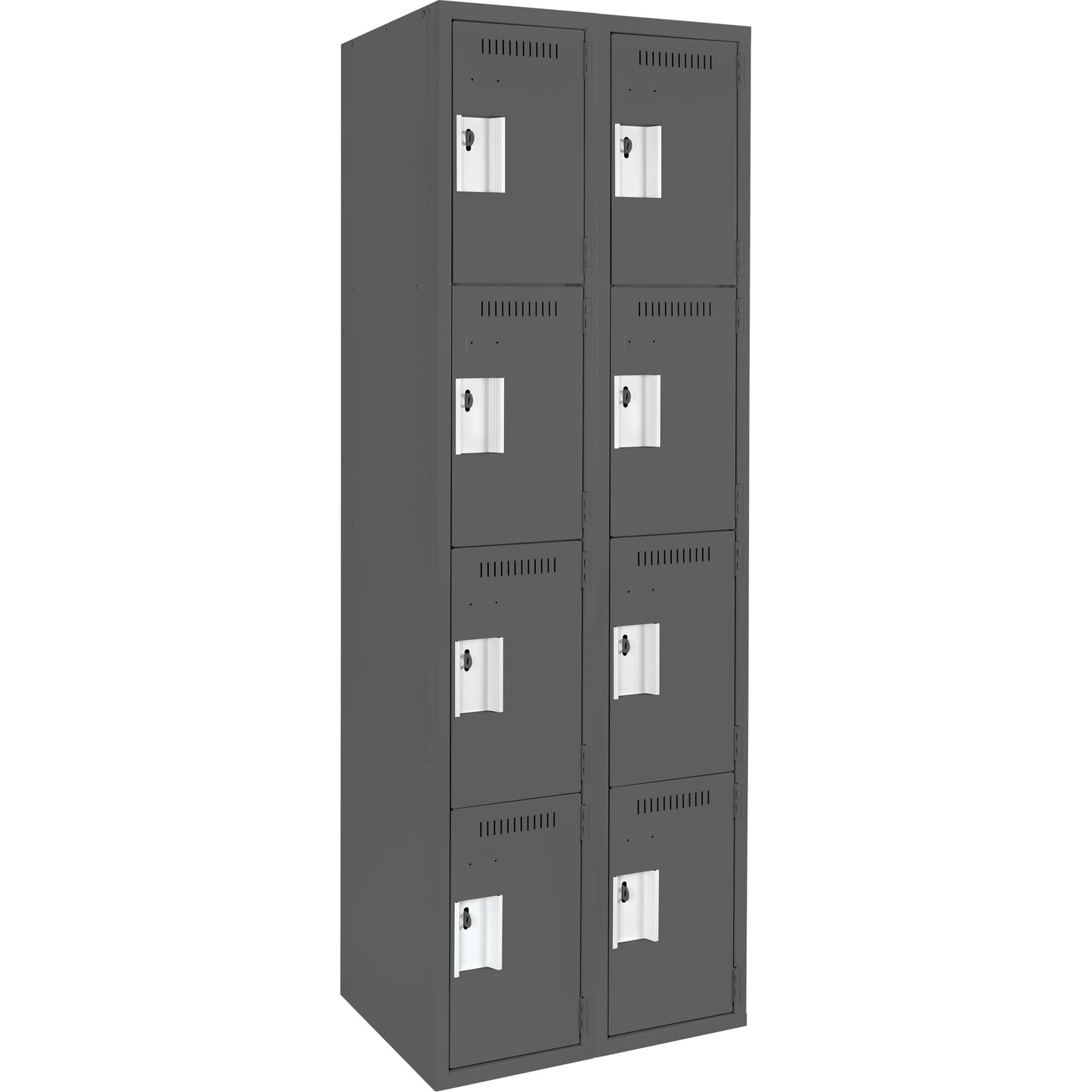 Clean Line™ Lockers, 4 -tier, Bank of 2, 24" x 15" x 72", Steel, Charcoal, Rivet (Assembled)