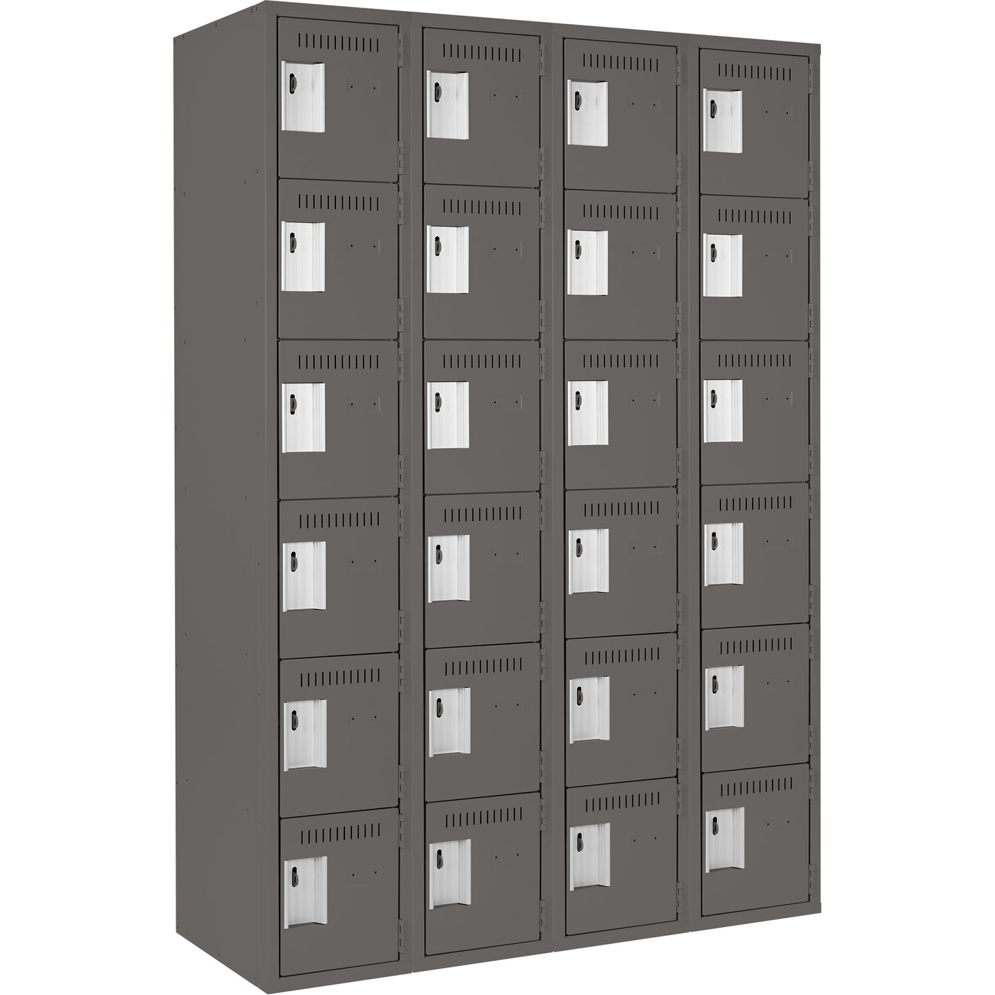 Clean Line™ Lockerette, 6 -tier, Bank of 4, 48" x 18" x 72", Steel, Charcoal, Rivet (Assembled)