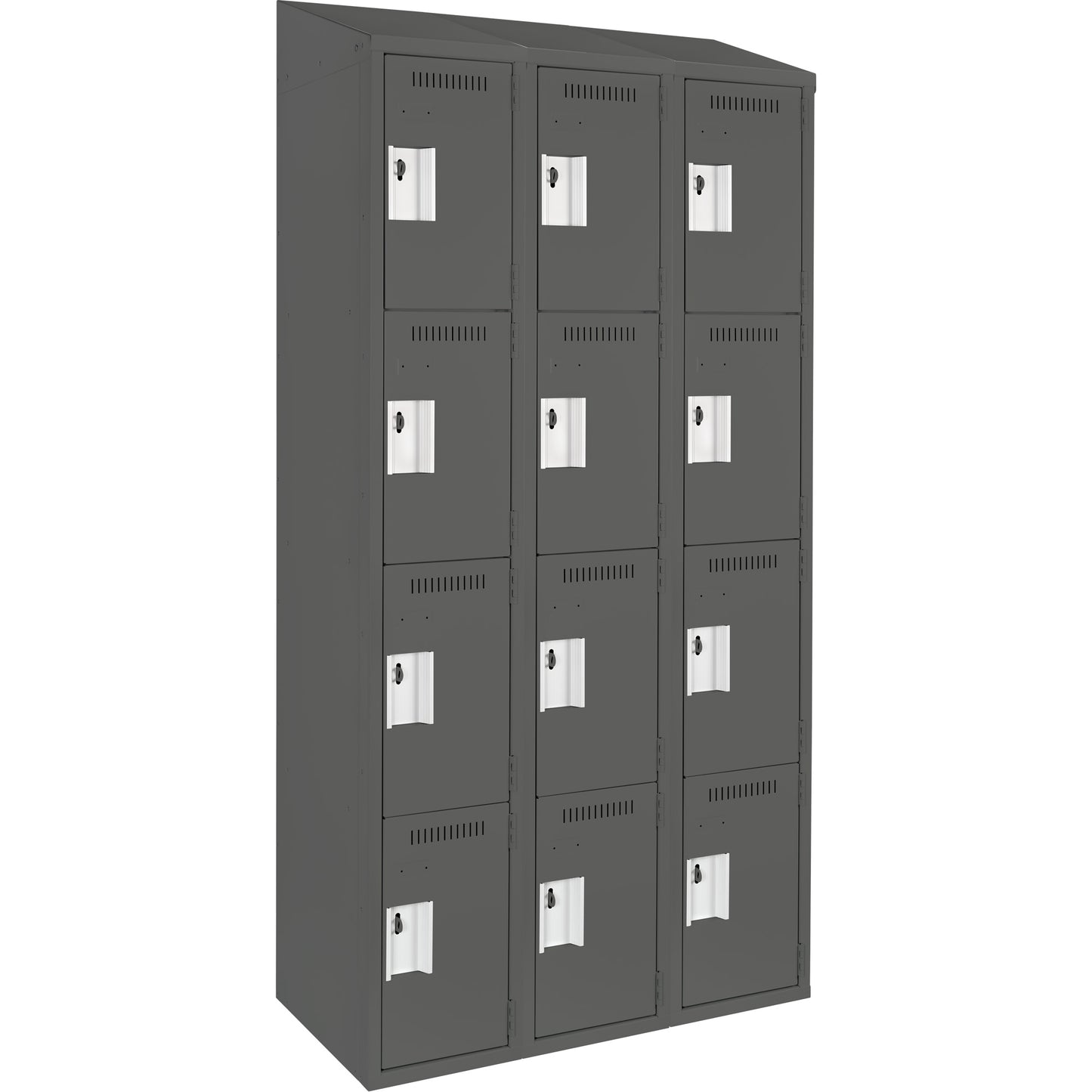 Clean Line™ Lockers, 4 -tier, Bank of 3, 36" x 18" x 78", Steel, Charcoal, Rivet (Assembled)