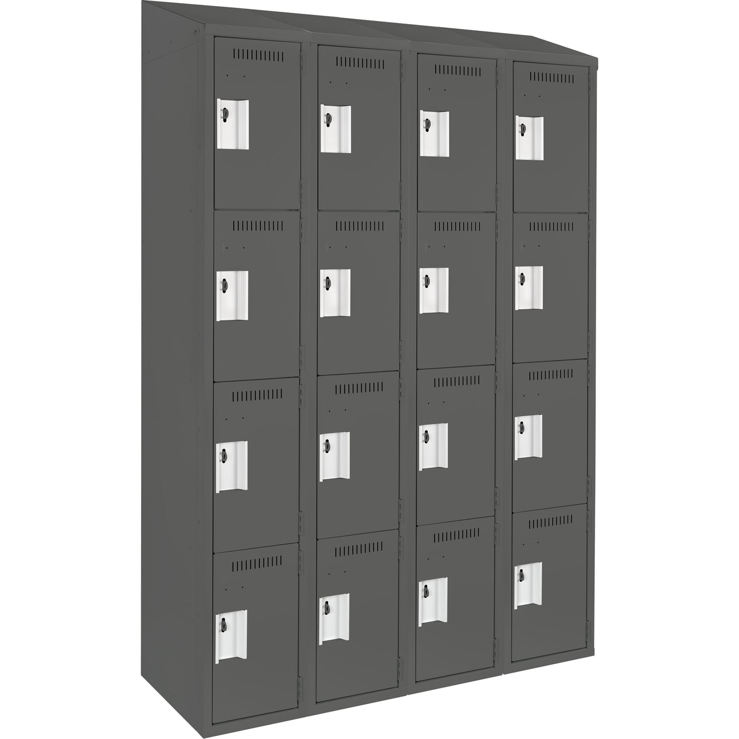Clean Line™ Lockers, 4 -tier, Bank of 4, 48" x 15" x 78", Steel, Charcoal, Rivet (Assembled)