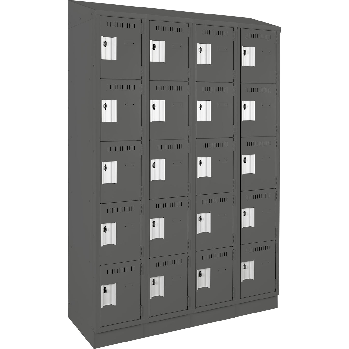 Clean Line™ Lockers, 5 -tier, Bank of 4, 48" x 18" x 82", Steel, Charcoal, Rivet (Assembled)