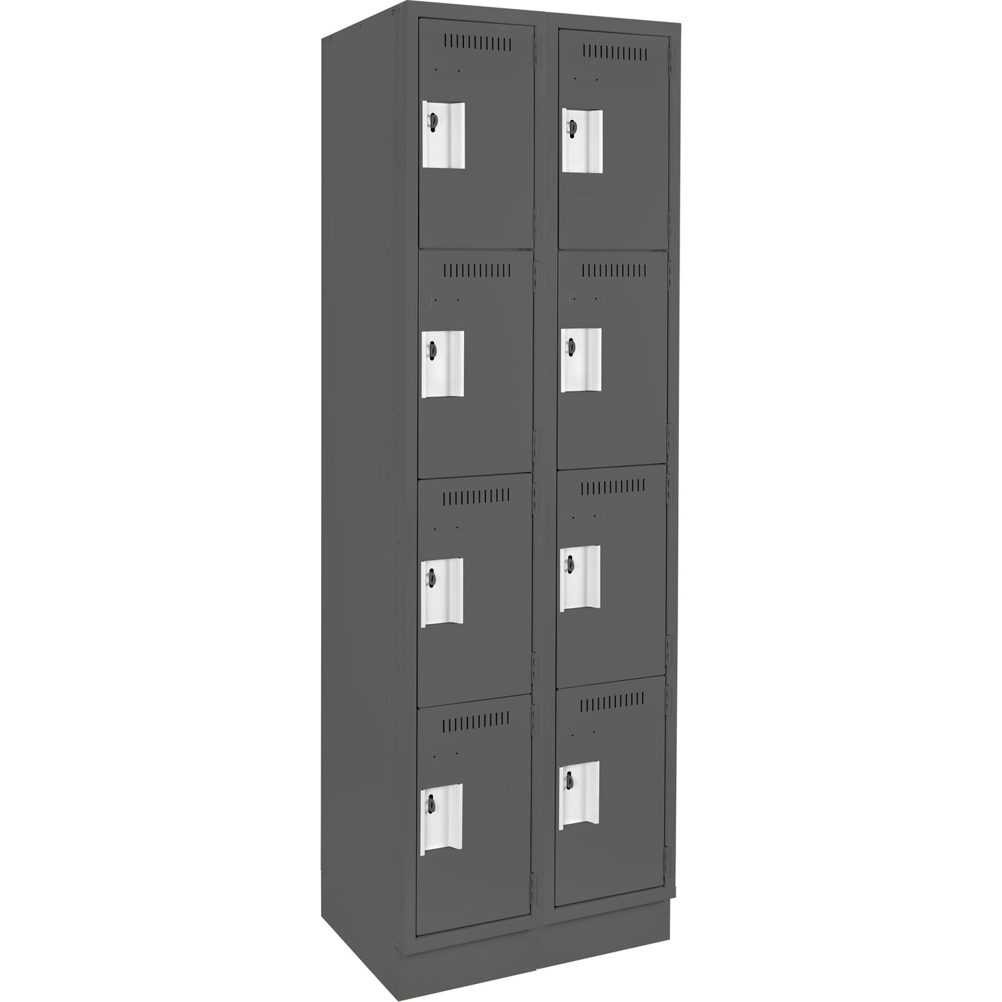 Clean Line™ Lockers, 4 -tier, Bank of 2, 24" x 12" x 76", Steel, Charcoal, Rivet (Assembled)