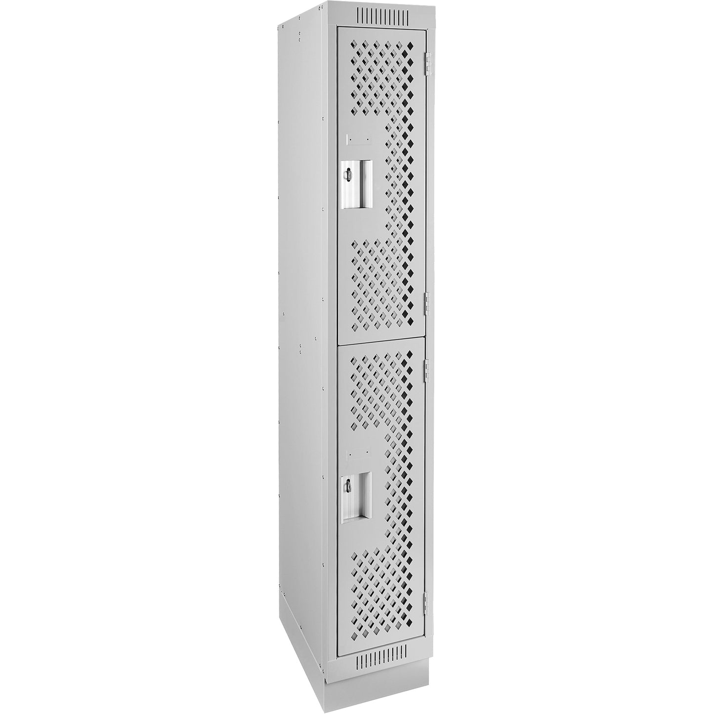 Clean Line™ Lockers, 2 -tier, 12" x 12" x 76", Steel, Grey, Rivet (Assembled), Perforated