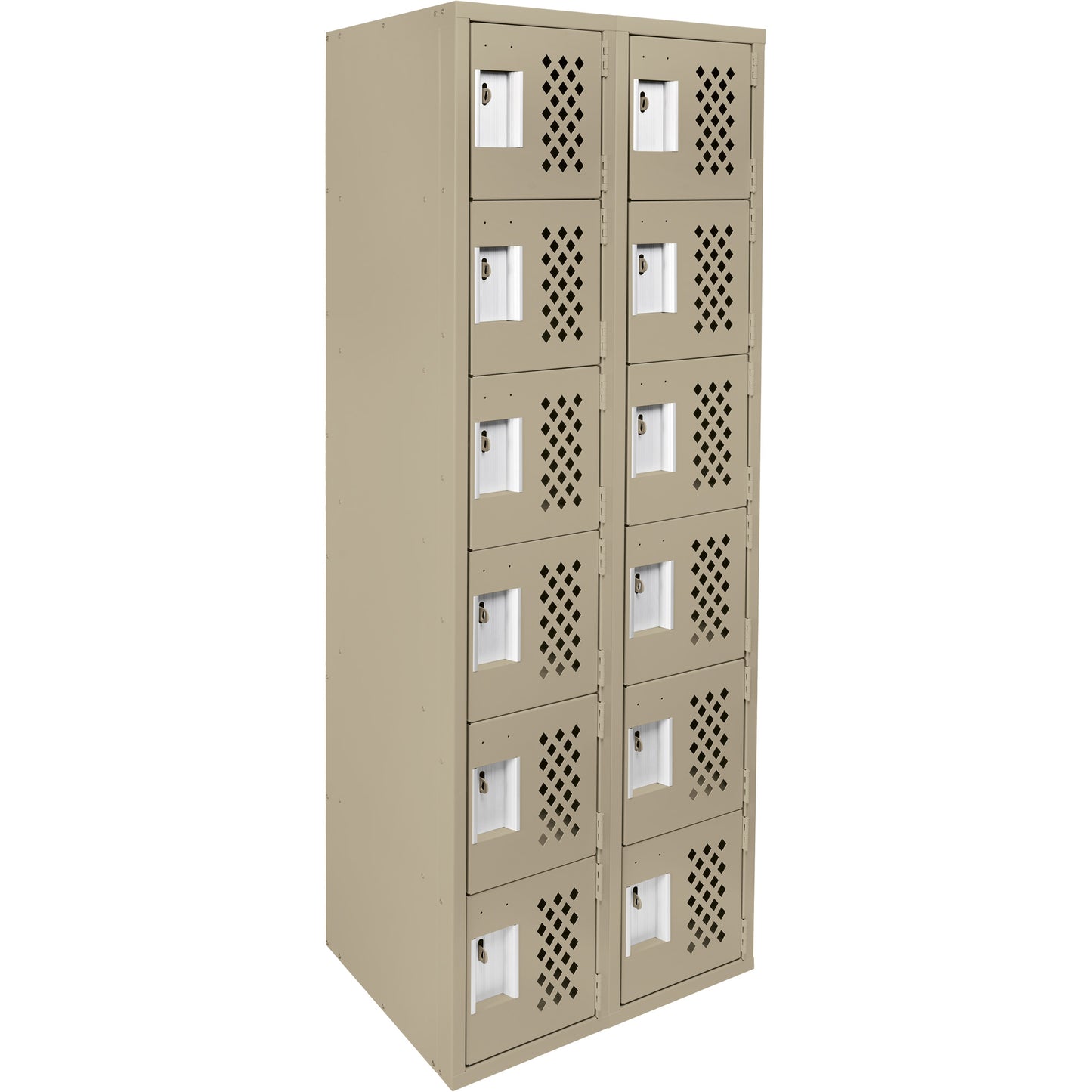 Clean-Line Perforated Lockerette, 6 -tier, Bank of 2, 12" x 72" x 12", Steel